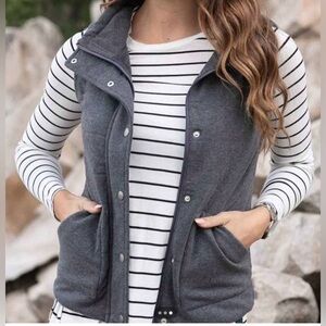 Grace & Lace Charcoal Grey Quilted Snap Vest